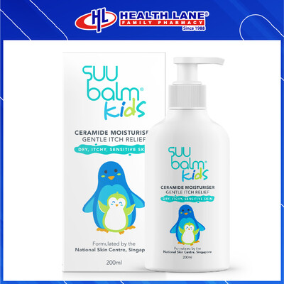 SUU BALM KIDS DUAL RAPID ITCH RELIEVING & RESTORING CERAMIDE MOISTURISER (200ML)